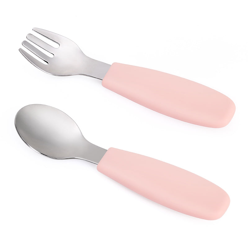 Set de Cubiertos 2 Piezas Cuchara Y Tenedor Con Mango Liso BPA Free