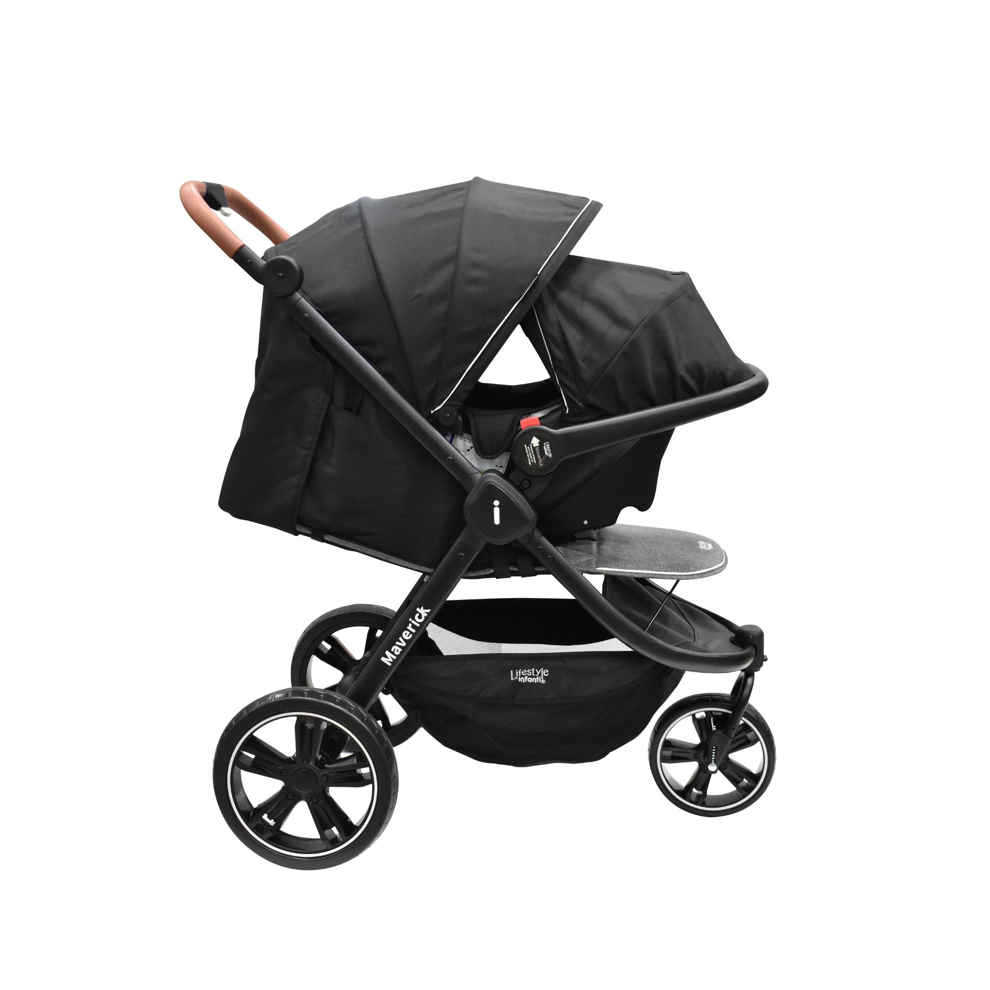Set Carriola Travel Maverick y Cuna Gianna Lifestyle Gris