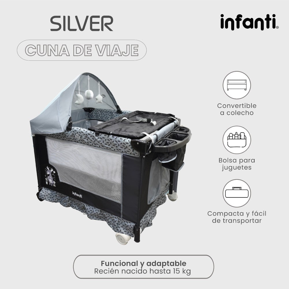 Cuna Corral Silver Colecho Infanti Para Bebé Plegable