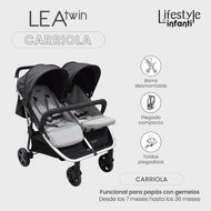 Carriola Doble Lifestyle By Infanti Lea Twin Color Negro