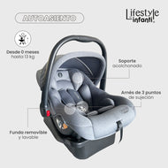 Autoasiento Nest LX Porta Bebé Color Gris Con Base Para Carro