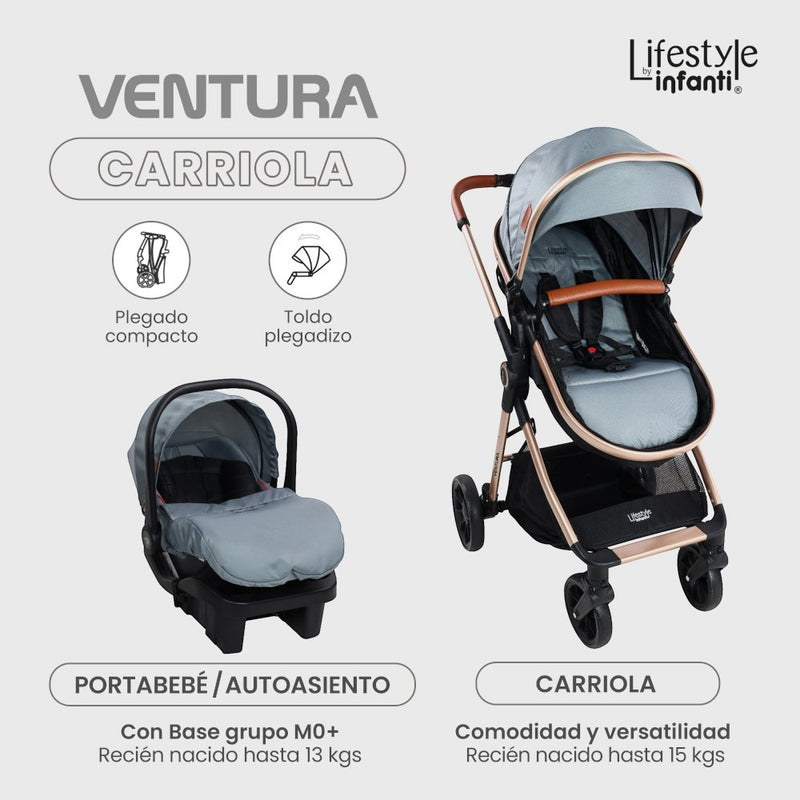 Carriola Travel System Ventura Con Bambineto y Autoasiento Grupo 0+