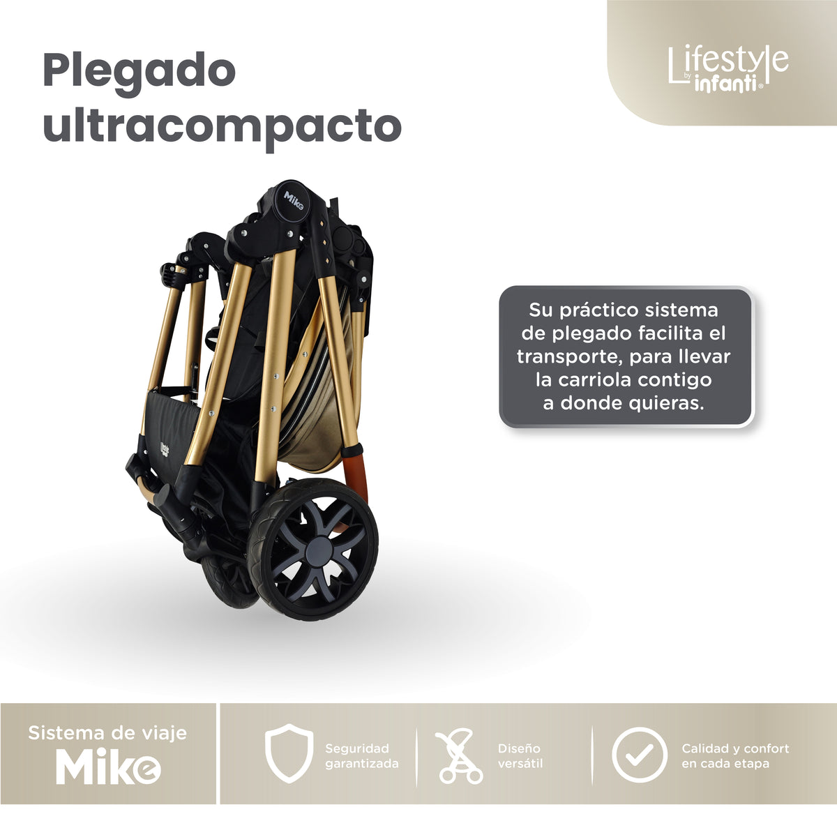 Carriola Travel System Mike Con Bambineto Reversible y Portabebé Grupo 0+