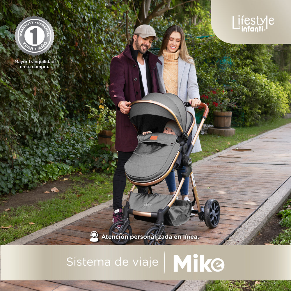 Carriola Travel System Mike Con Bambineto Reversible y Portabebé Grupo 0+