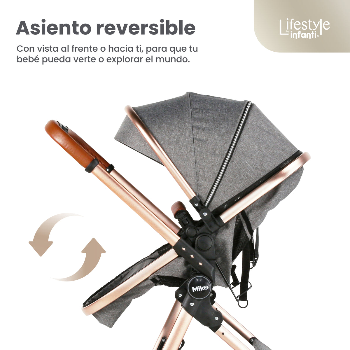 Carriola Travel System Mike Con Bambineto Reversible y Portabebé Grupo 0+