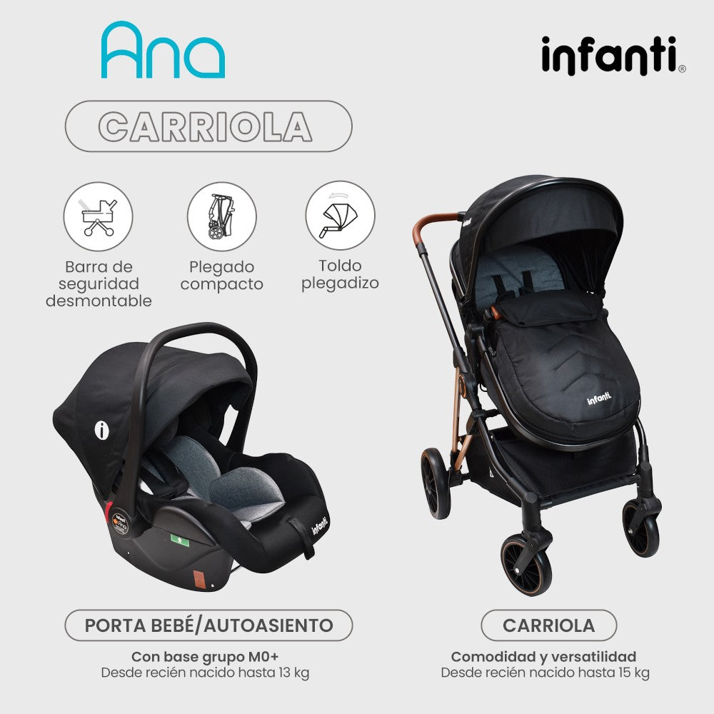 Carriola Ana Infanti Con Sistema De Viaje Convertible A Bambineto