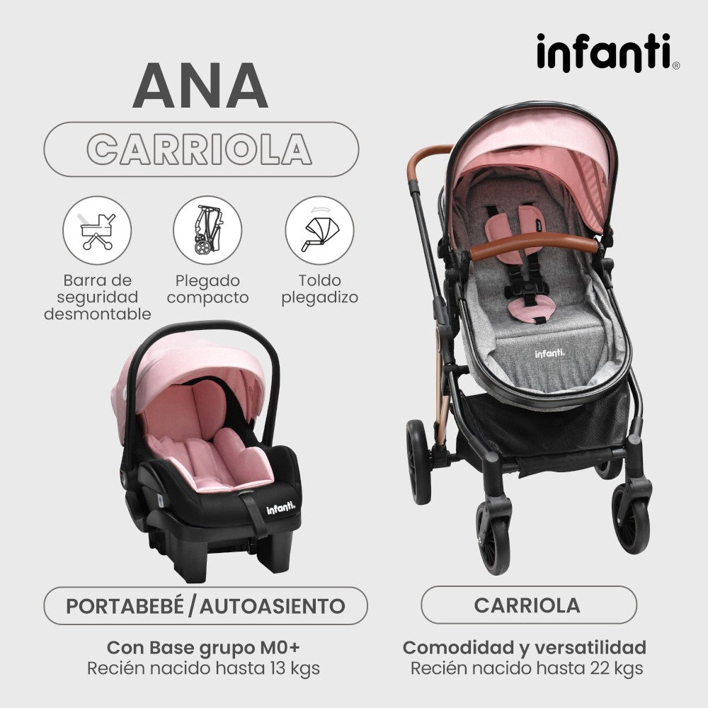 Carriola Ana Infanti Con Sistema De Viaje Convertible A Bambineto