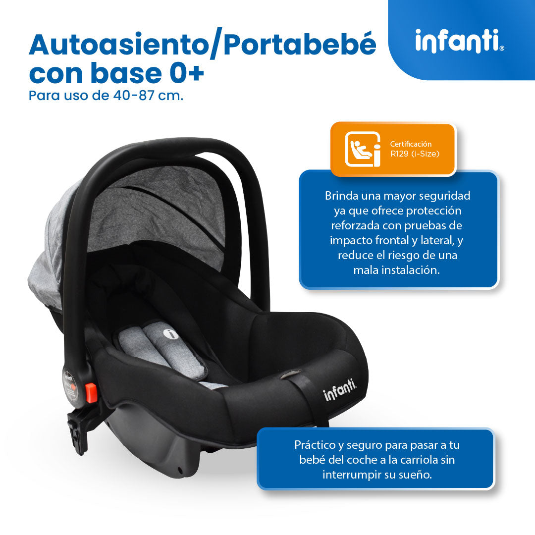 Carriola Travel System Welly Negro Con Portabebé y Asiento Reversible