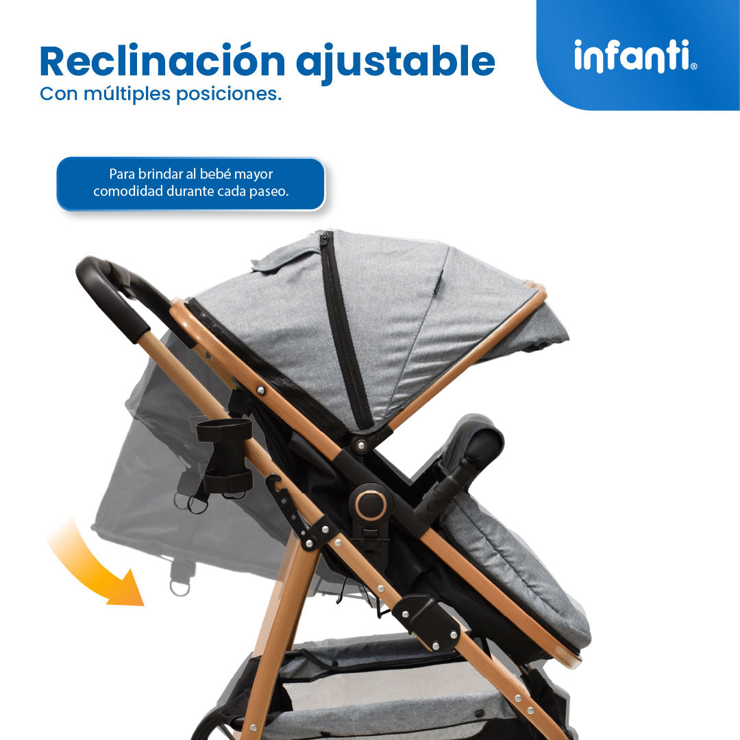 Carriola Travel System Welly Negro Con Portabebé y Asiento Reversible