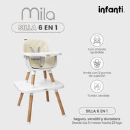 Silla Alta Lifestyle by Infanti Mila 6 en 1 Color Beige