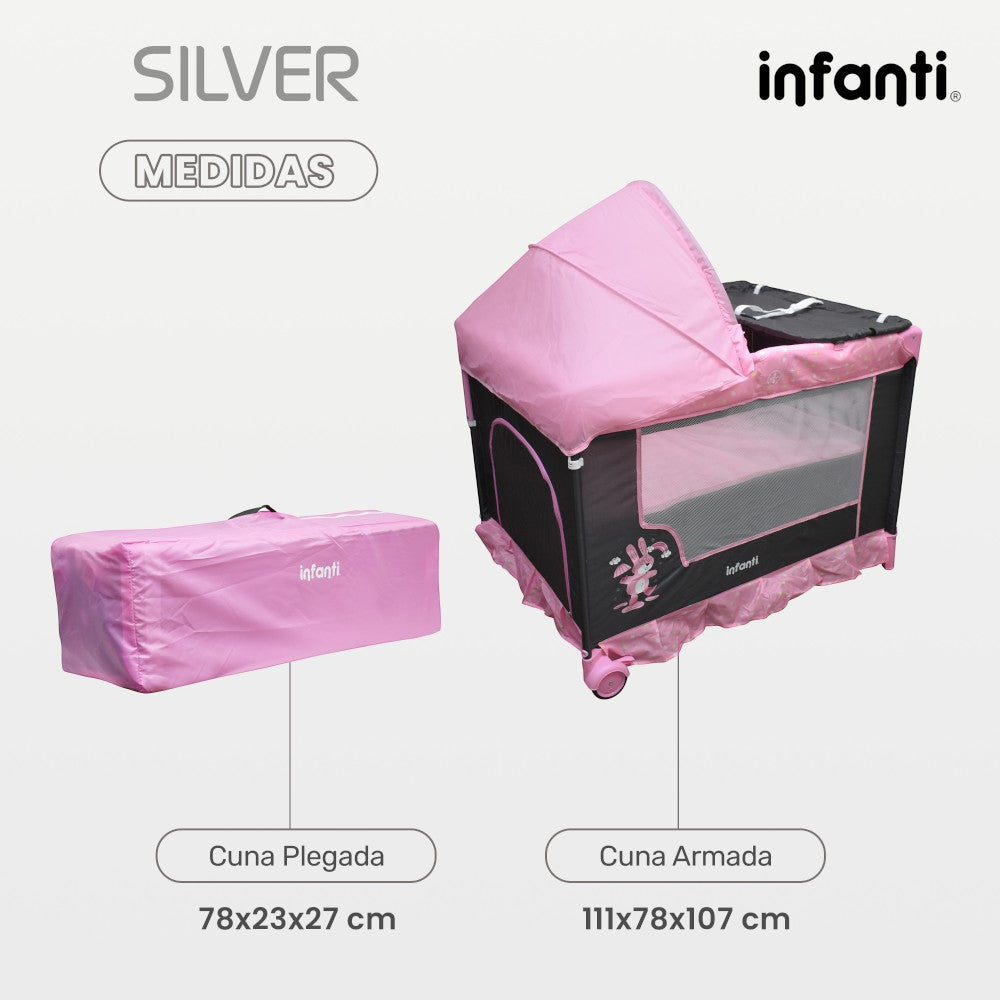 Cuna Corral Silver Colecho Infanti Para Bebé Plegable