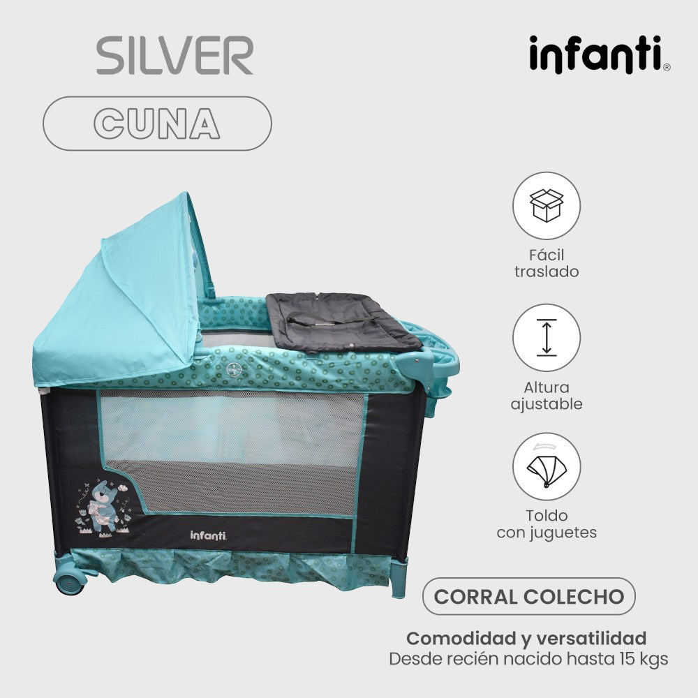 Cuna Corral Silver Colecho Infanti Para Bebé Plegable