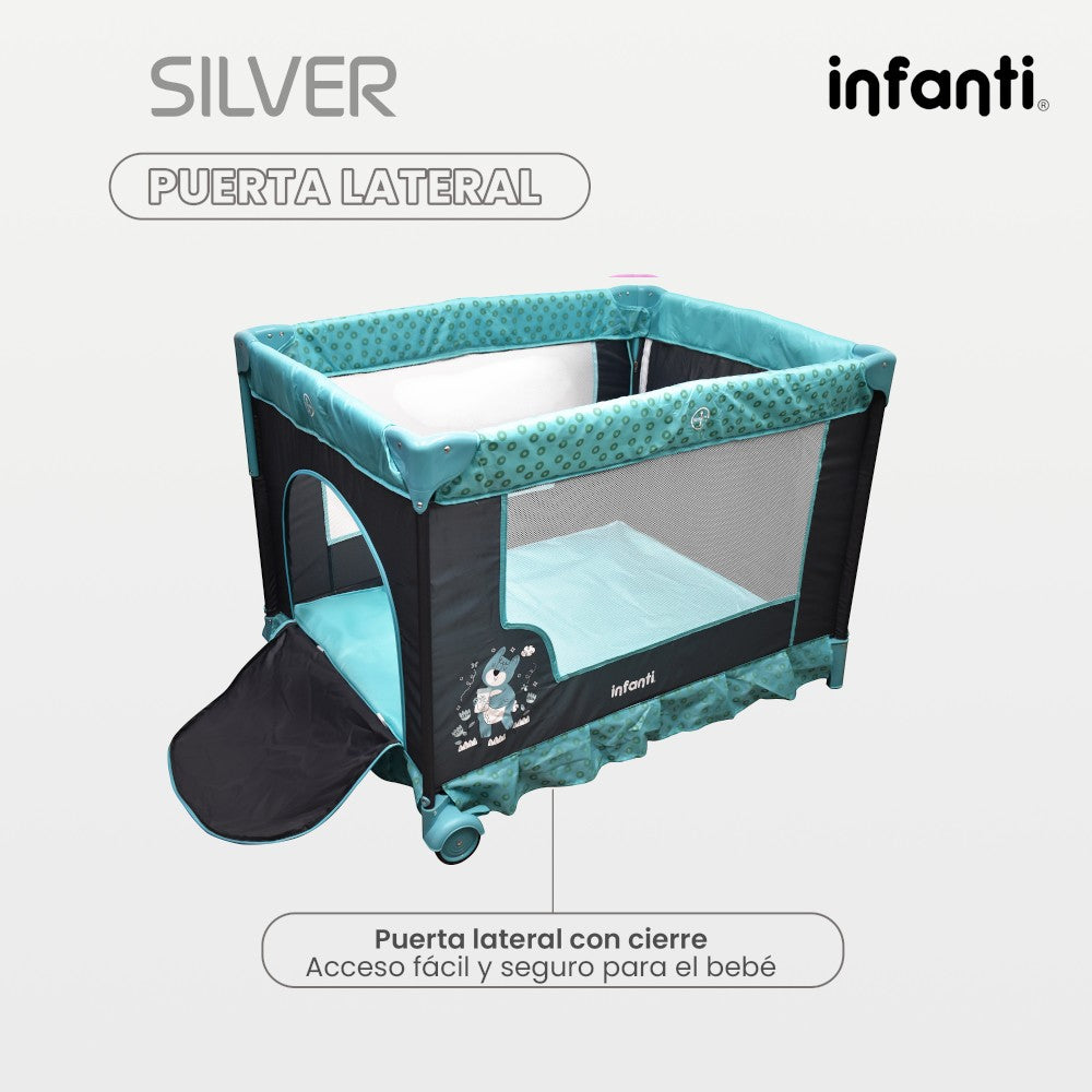 Cuna Corral Silver Colecho Infanti Para Bebé Plegable