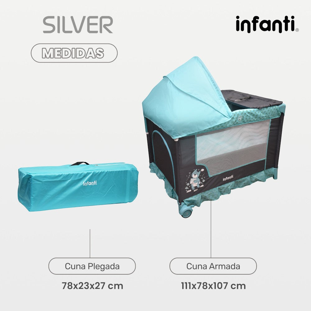Cuna Corral Silver Colecho Infanti Para Bebé Plegable