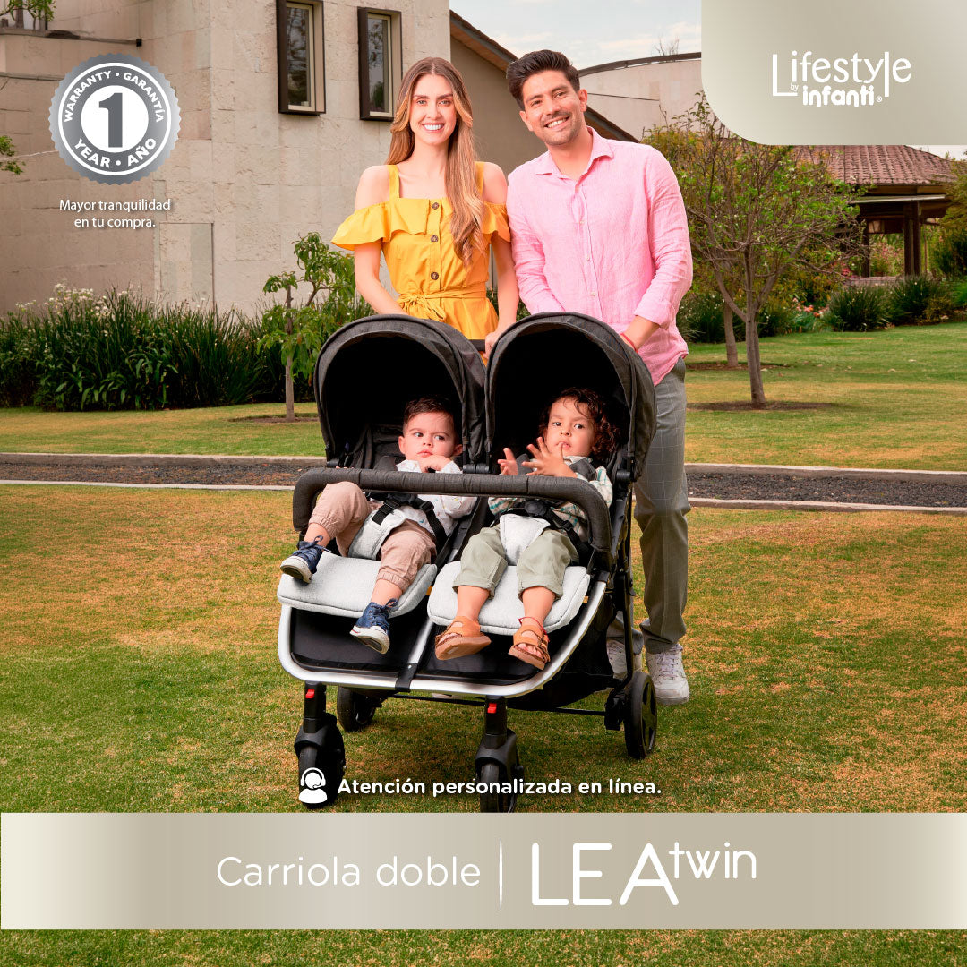 Carriola Doble Lea Twin Con Reclinación Independiente y Plegado Compacto