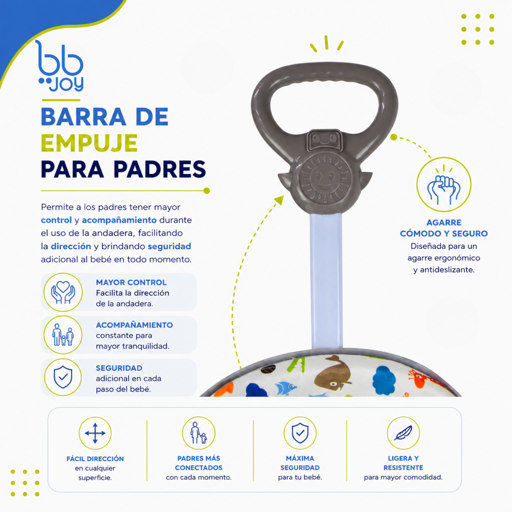 Andadera De Bebé Mandy Con Charola Musical y Barra De Empuje