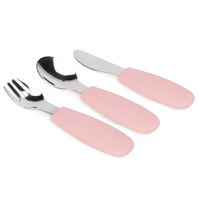 Set de Cubiertos 3 Piezas Cuchara Tenedor Y Cuchillo Con Mango Liso BPA Free