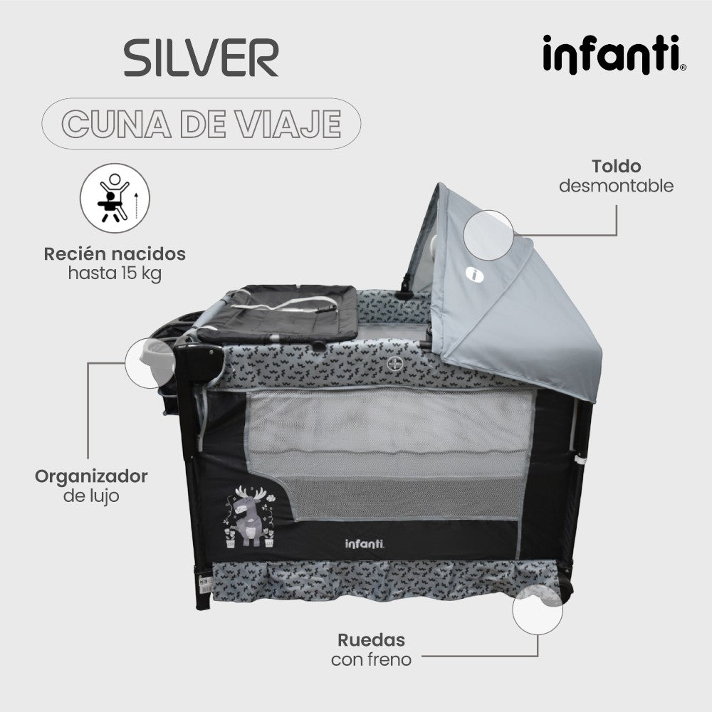Cuna Corral Silver Colecho Infanti Para Bebé Plegable