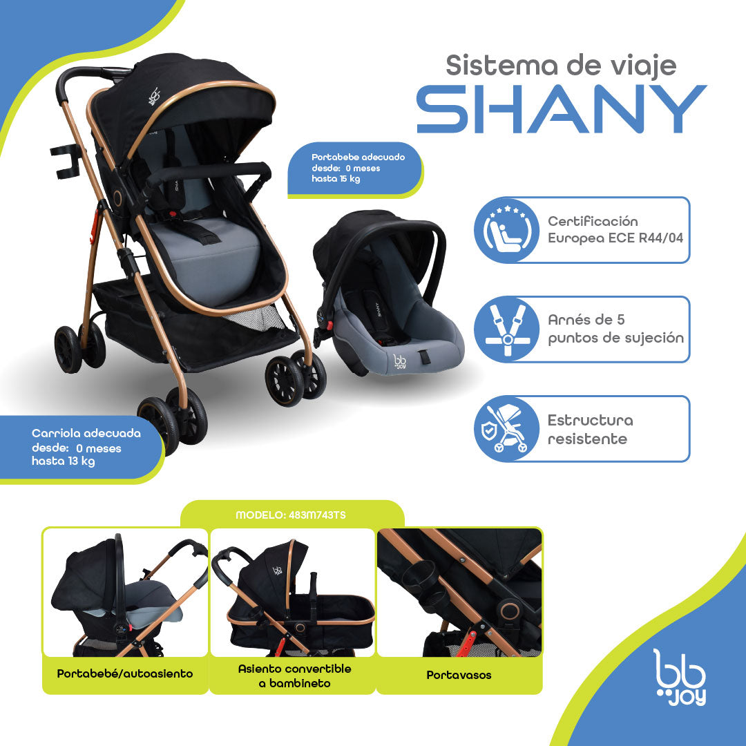 Carriola Shany Para Bebé Con Travel System Versátil Y Seguro