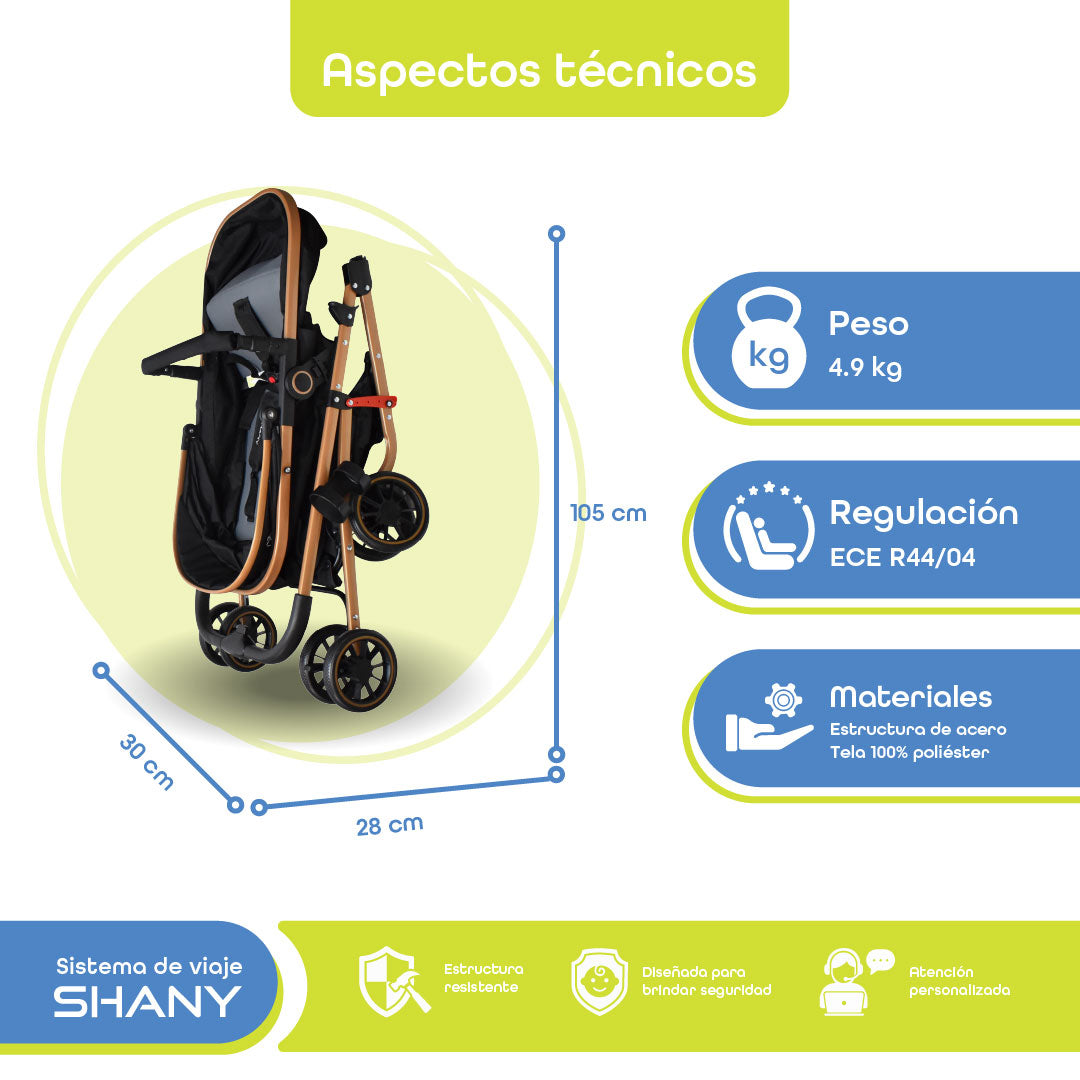 Carriola Shany Para Bebé Con Travel System Versátil Y Seguro