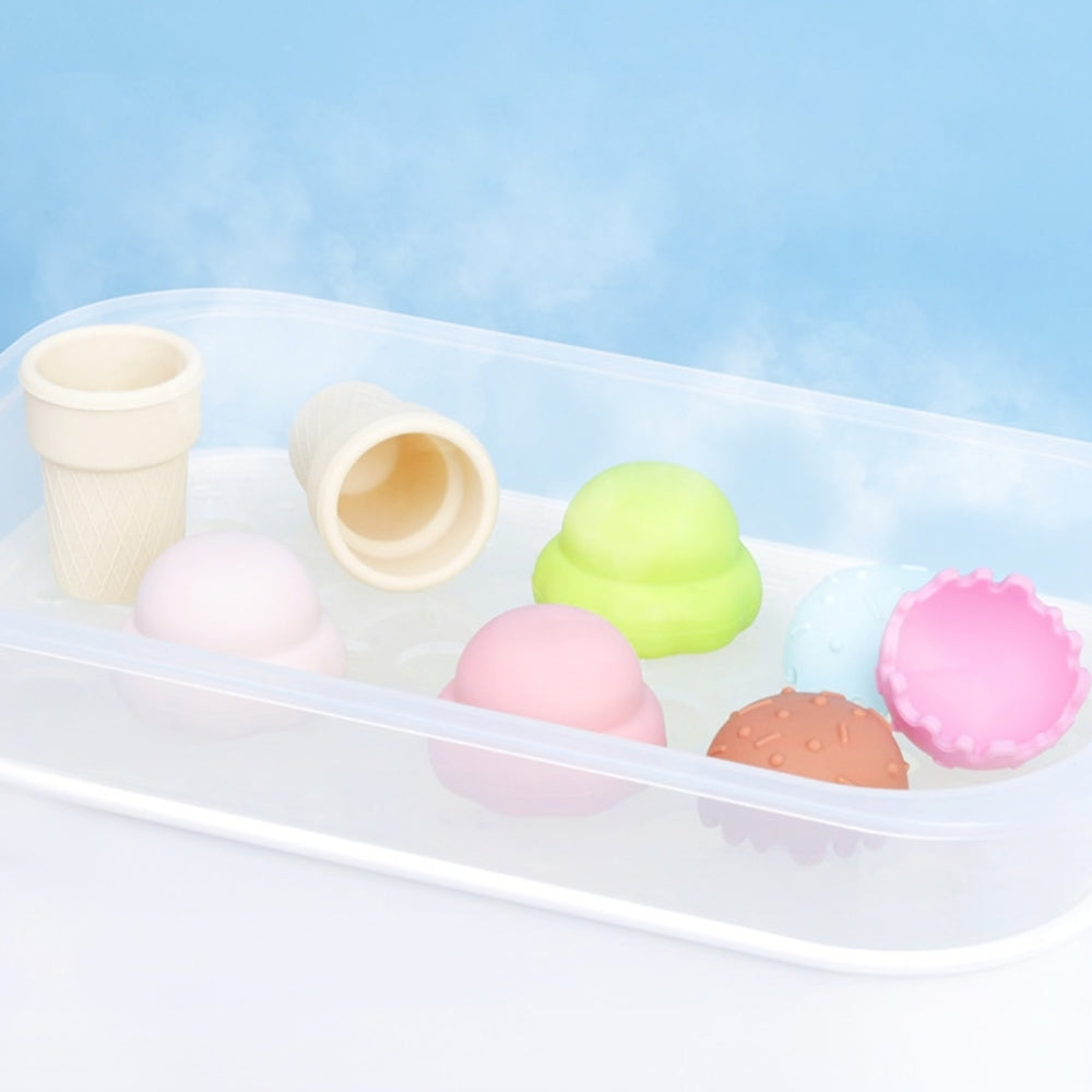 Juguete De Silicón Con Diseño De Helado Colorido Apilable