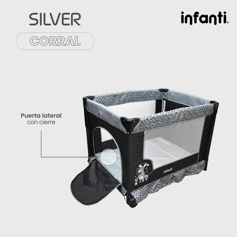 Cuna Corral Silver Colecho Infanti Para Bebé Plegable