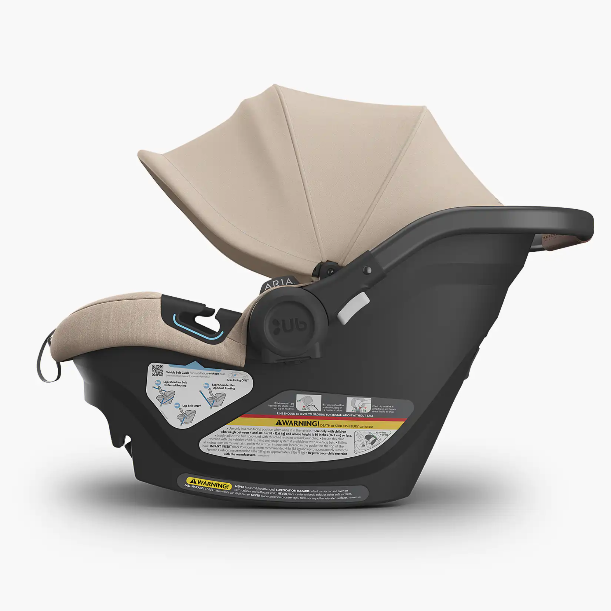 Autoasiento Aria V2 ultraligero 2,67 kg para bebé, con SmartSecure®, capota extragrande UPF50+, ventilación y asiento seguro y cómodo”