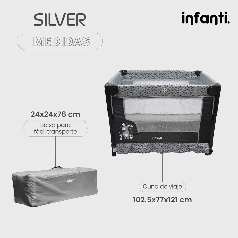 Cuna Corral Silver Colecho Infanti Para Bebé Plegable