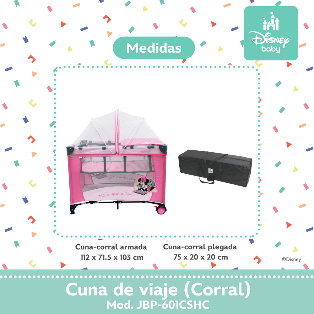 Cuna de Viaje Disney Con 2 Niveles de Altura y Cambiador Desmontable