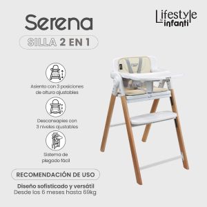Silla Alta Periquera 2 En 1 Serena Plegable Con Arnes De 5 Puntos