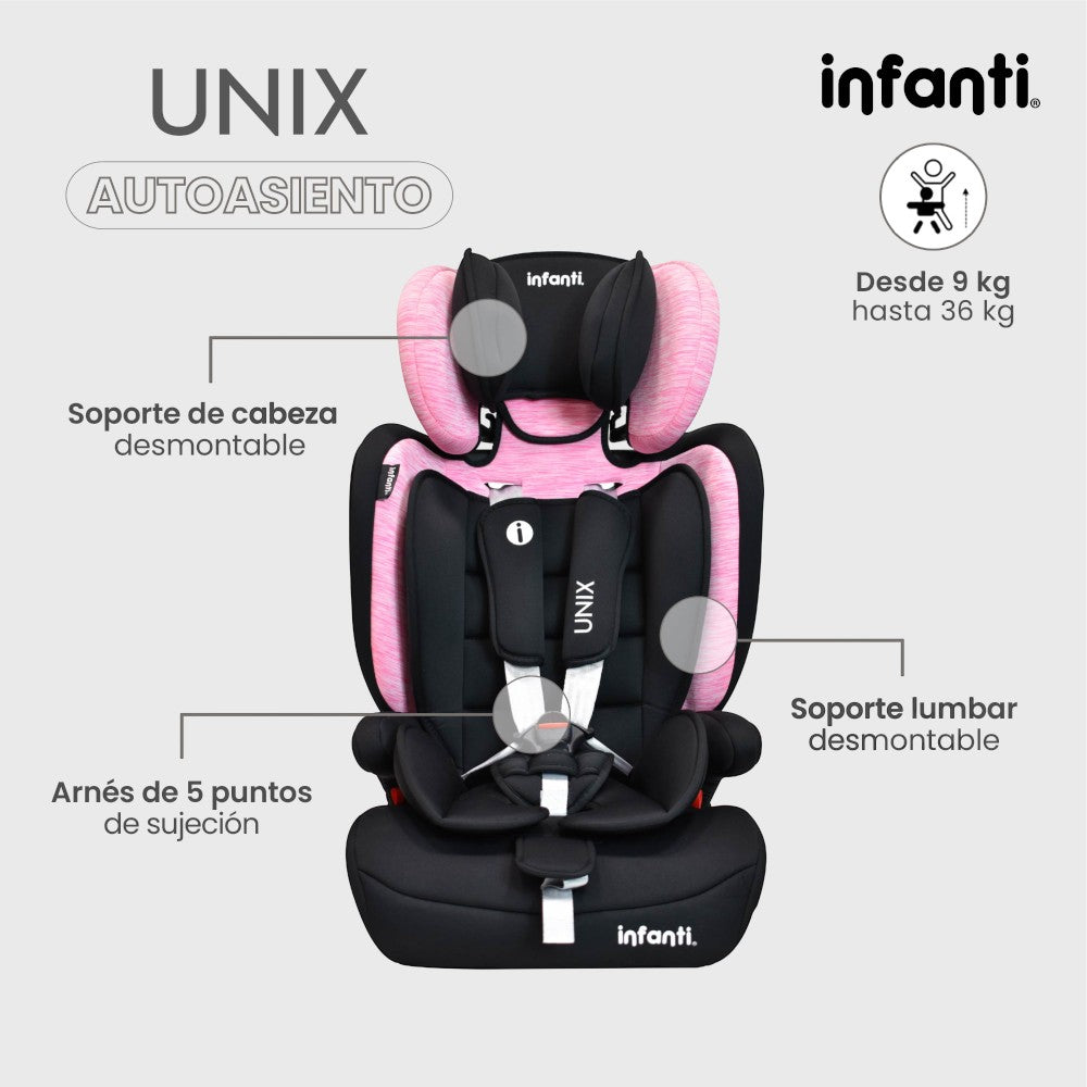 Autoasiento Infanti Unix Grupo 1, 2, 3 Convertible A Booster