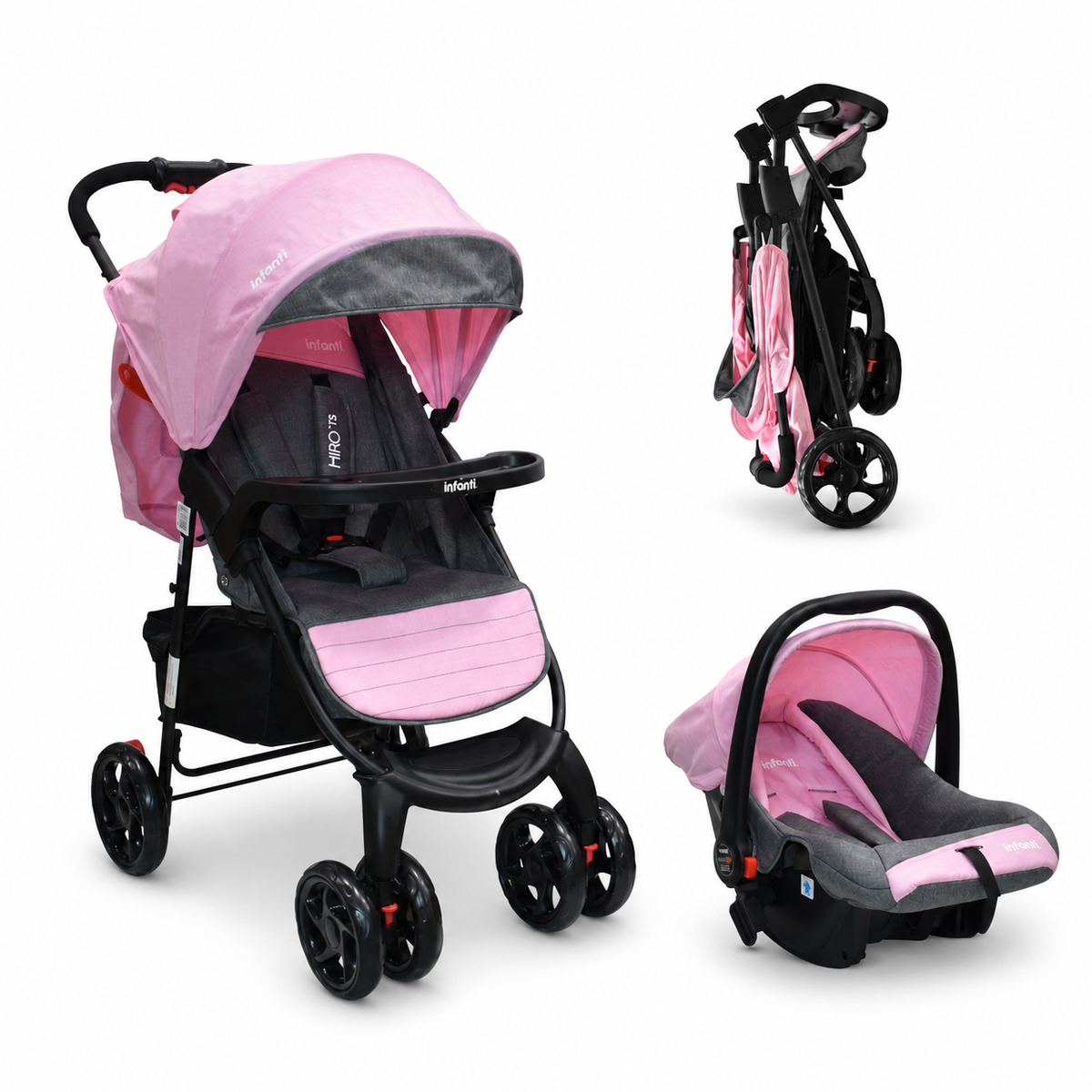 Carriola Travel System Hiro TS Con Portabebé y Plegado a Una Mano, Infanti.