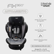 Autoasiento Para Bebé Fix 360° Negro Lifestyle By Infanti