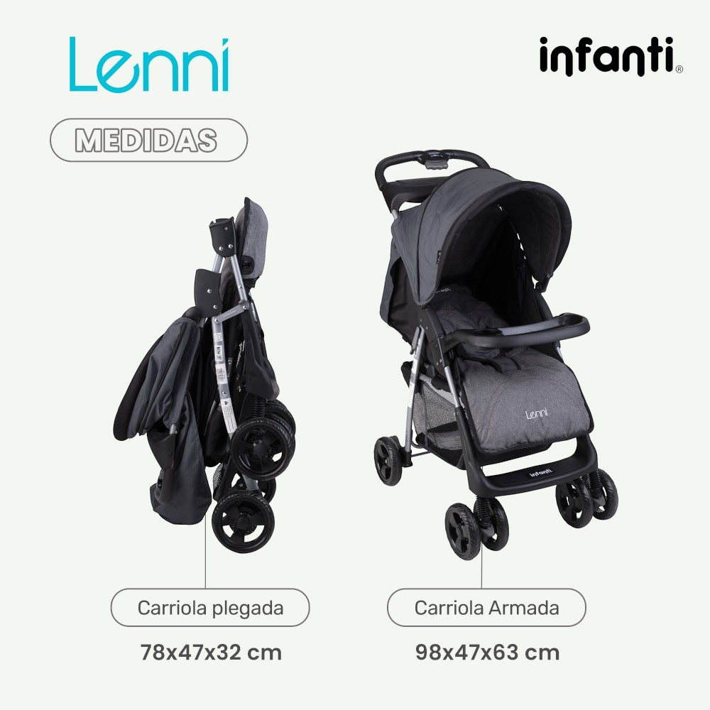 Carriola Infanti Lenni: Plegado Compacto, Portabebé Desmontable Para Auto