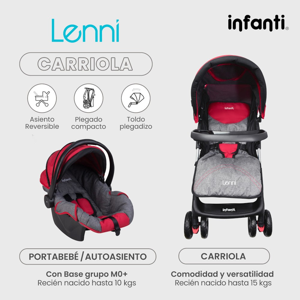 Carriola Infanti Lenni: Plegado Compacto, Portabebé Desmontable Para Auto