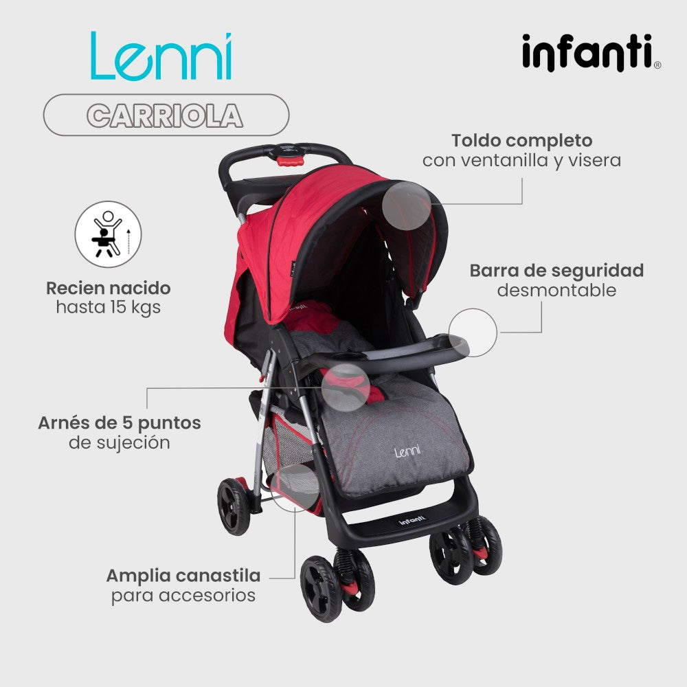Carriola Infanti Lenni: Plegado Compacto, Portabebé Desmontable Para Auto