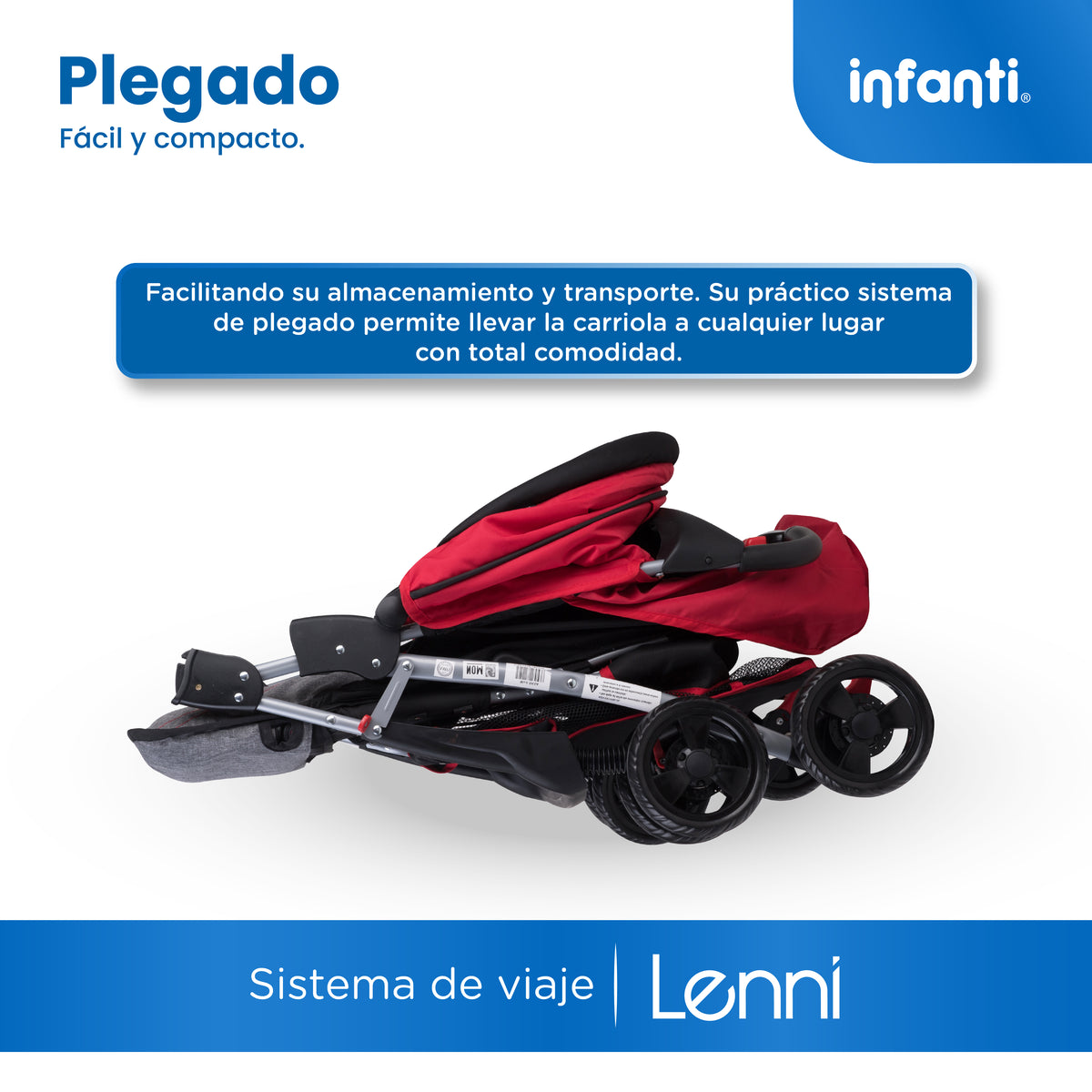 Carriola Travel System Lenni Con Portabebé y Plegado a Una Mano