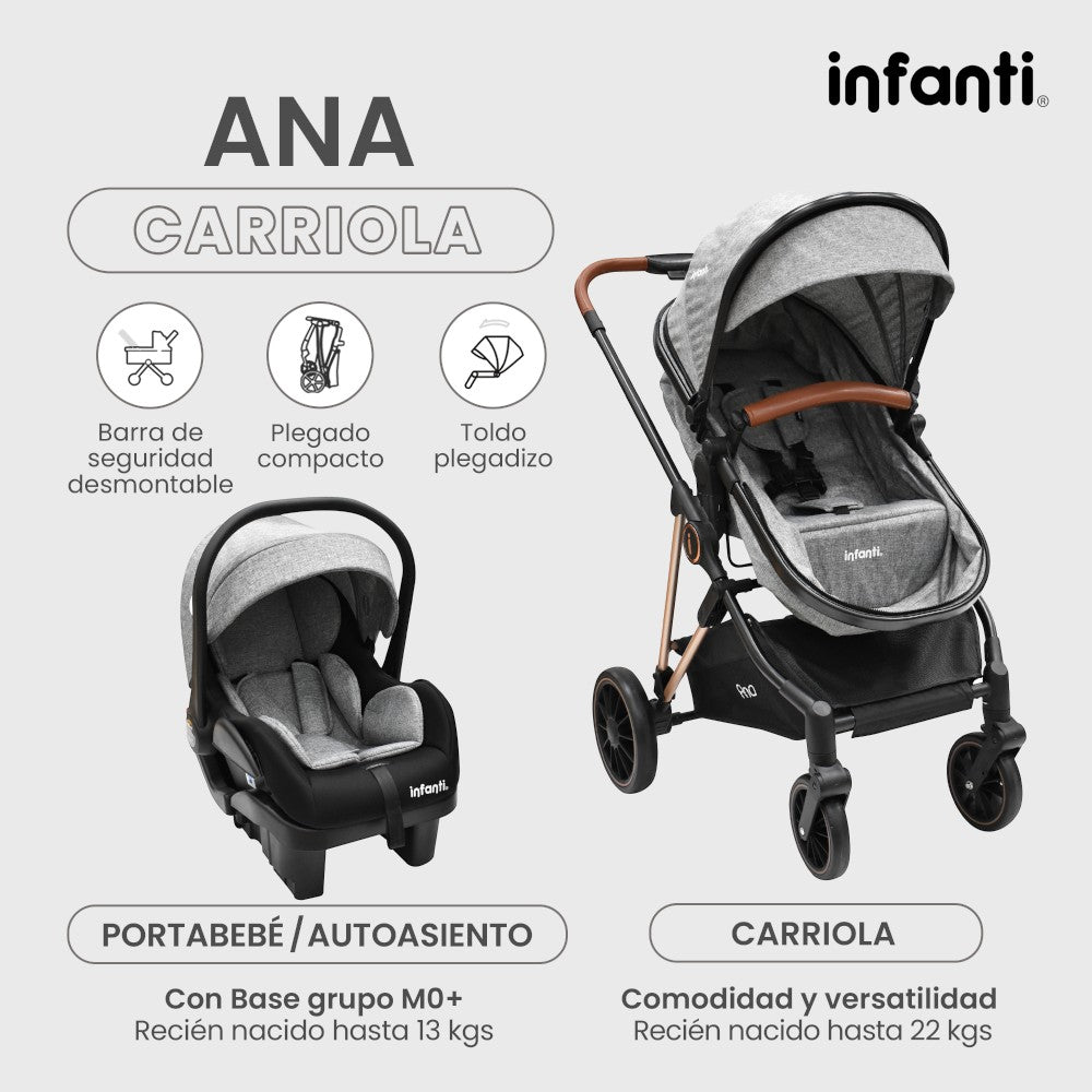 Carriola Ana Infanti Con Sistema De Viaje Convertible A Bambineto