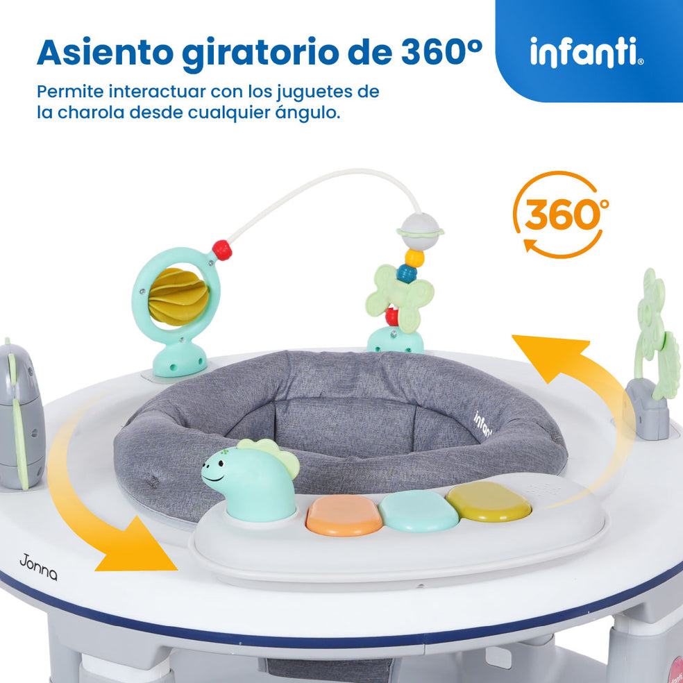 Andadera 4 en 1 Jonna Con Asiento Giratorio 360° y Centro de Entretenimiento