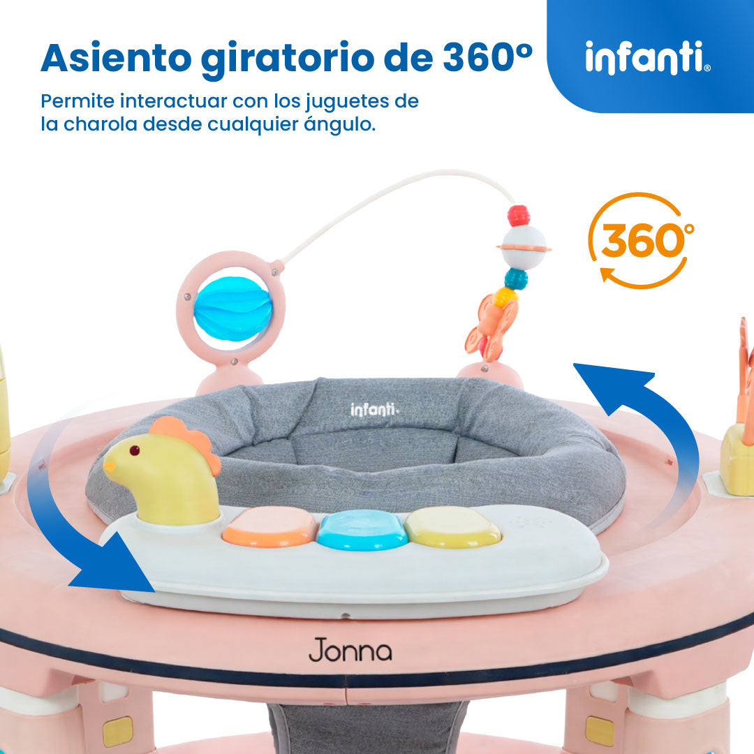 Andadera 4 en 1 Jonna Con Asiento Giratorio 360° y Centro de Entretenimiento