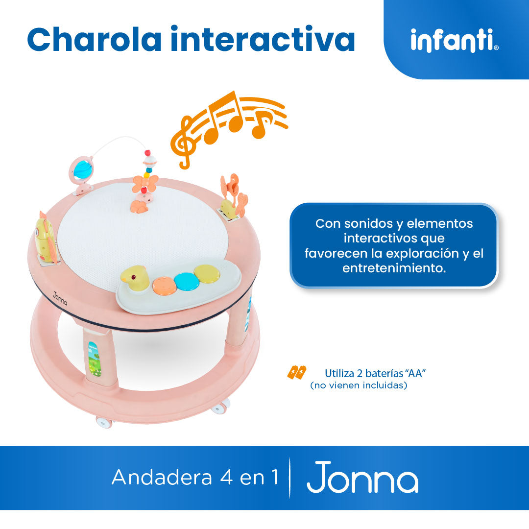 Andadera 4 en 1 Jonna Con Asiento Giratorio 360° y Centro de Entretenimiento