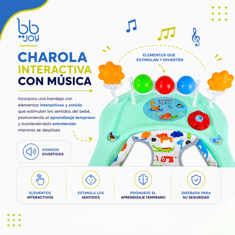 Andadera De Bebé Mandy Con Charola Musical y Barra De Empuje