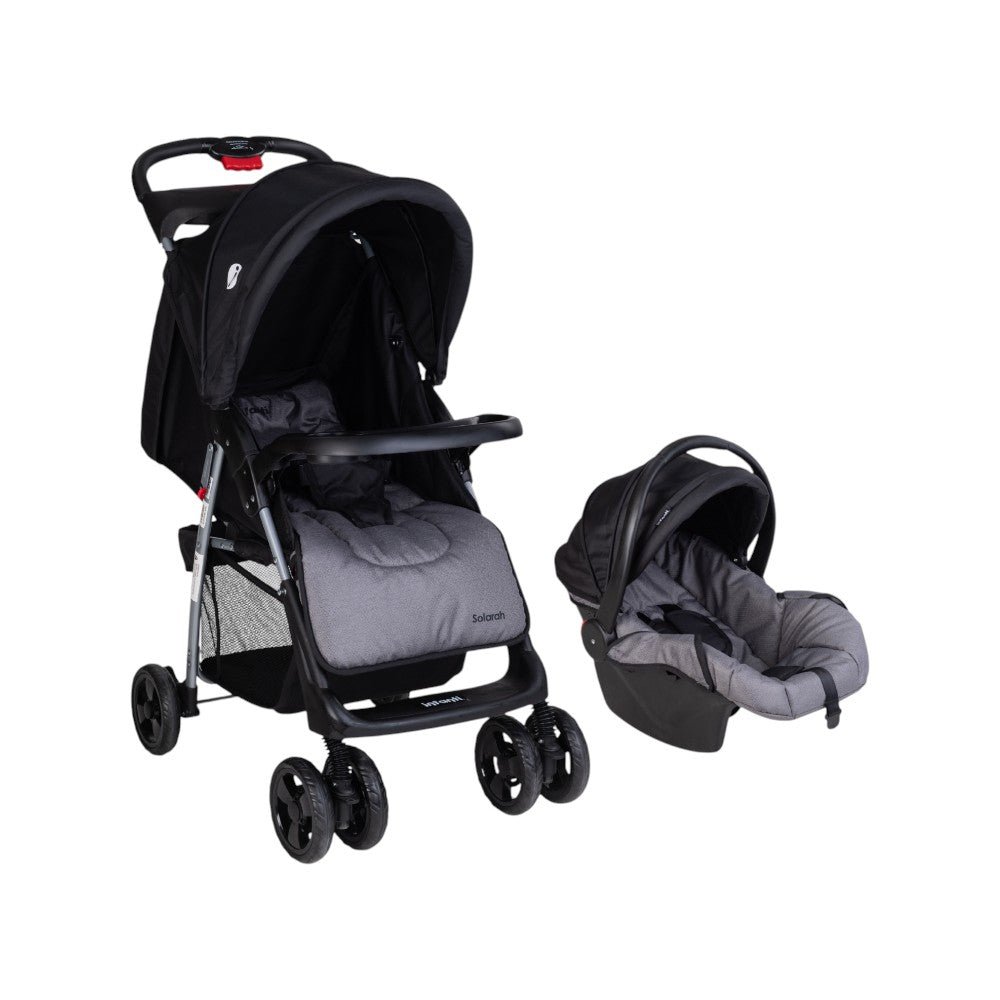 Infanti Carriola Sistema De Viaje Solarah Plegable Con Portabebé Gris Con Negro