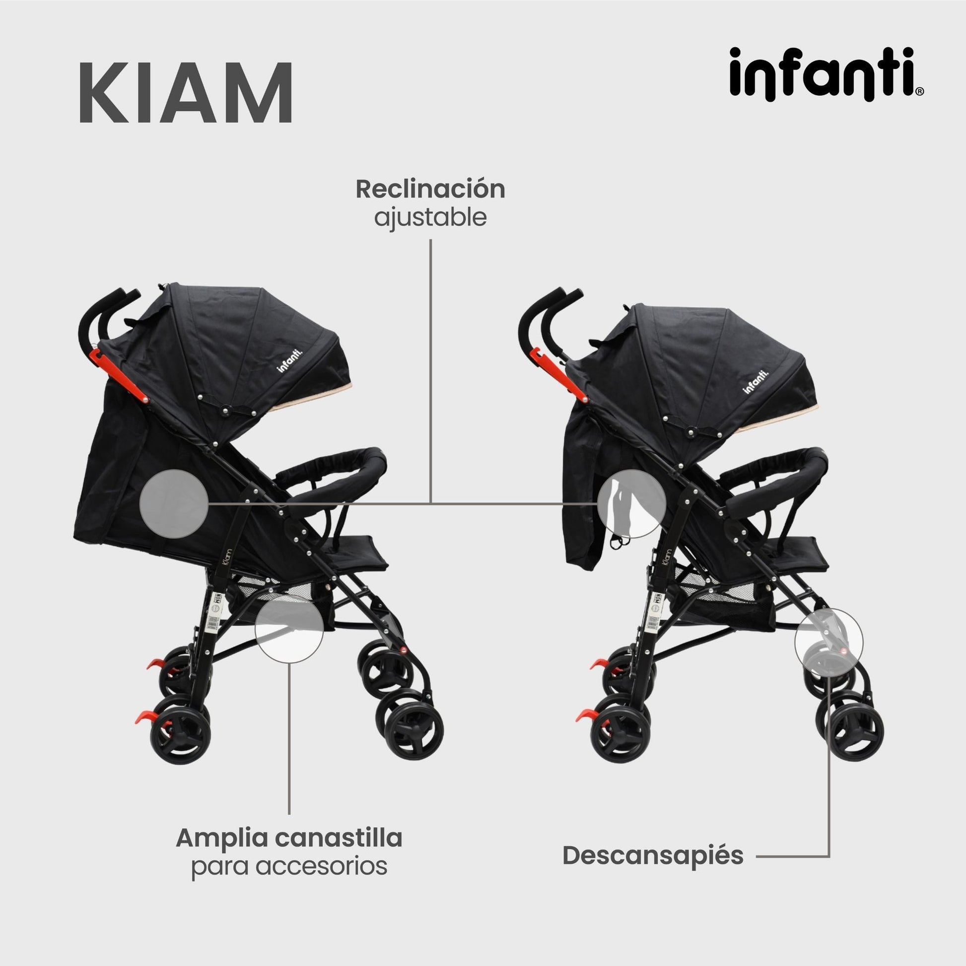 Carriola Para Bebe Kiam Compacta, Ligera, Plegable