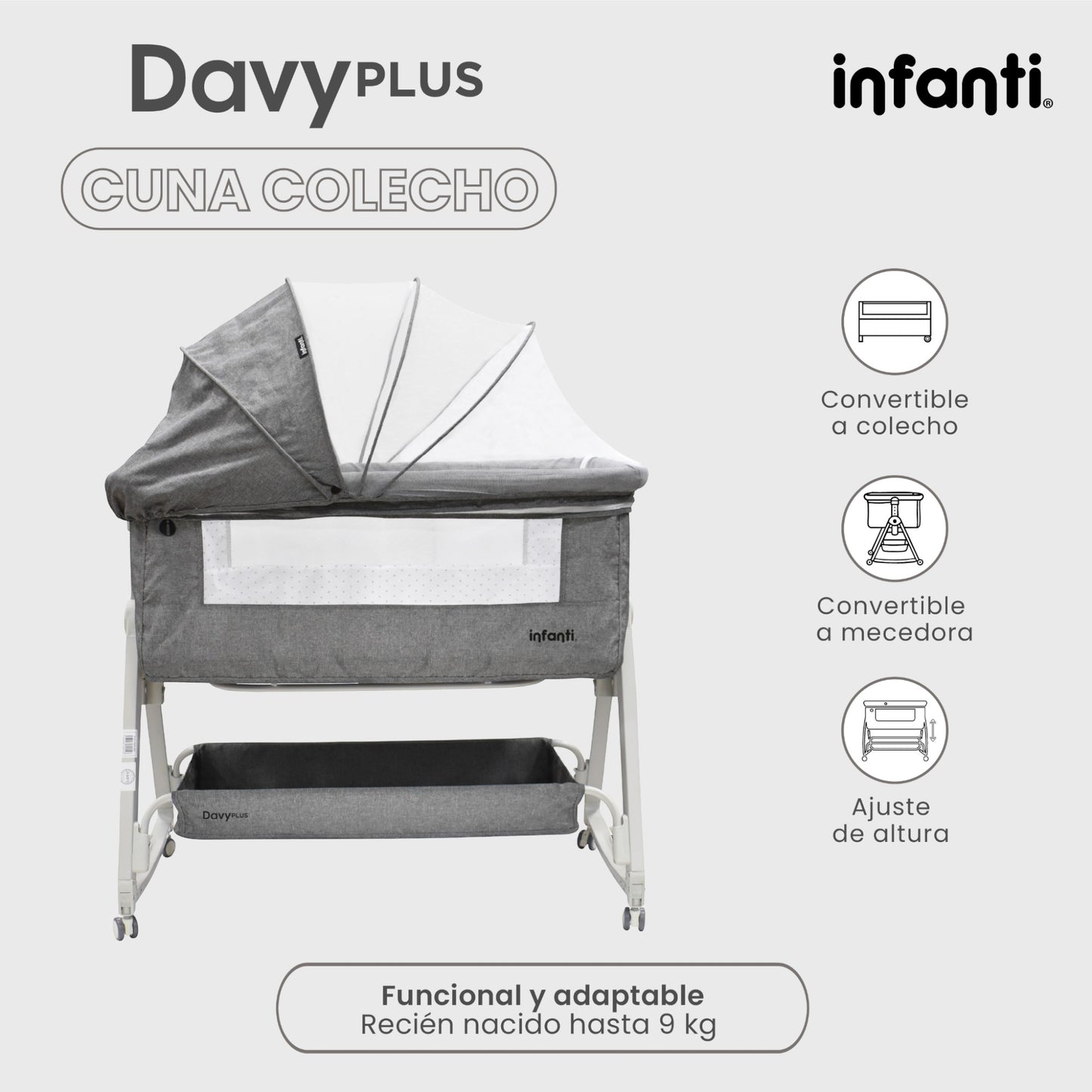 Cuna Colecho Para Bebe Mosquitero Con Cambiador Desmontable