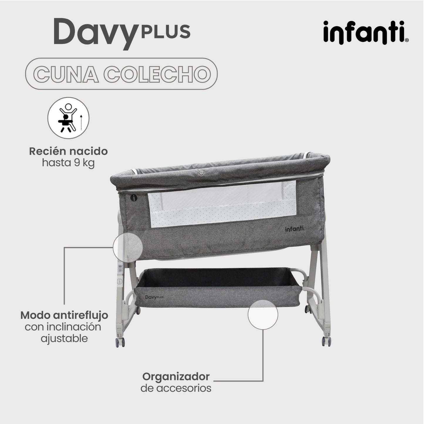 Cuna Colecho Para Bebe Mosquitero Con Cambiador Desmontable