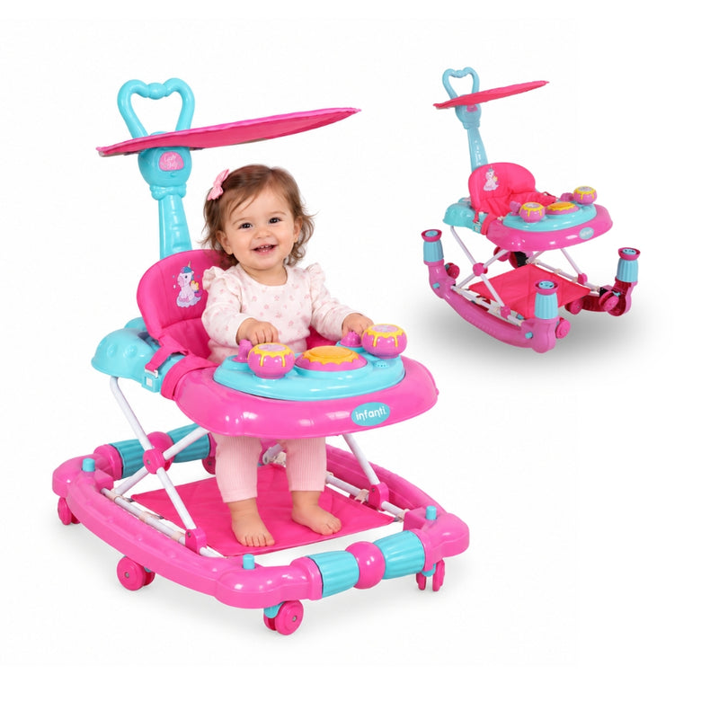 Andadera Step And Rock Mecedora Infanti Con Charola Electrónica Barra de Empuje