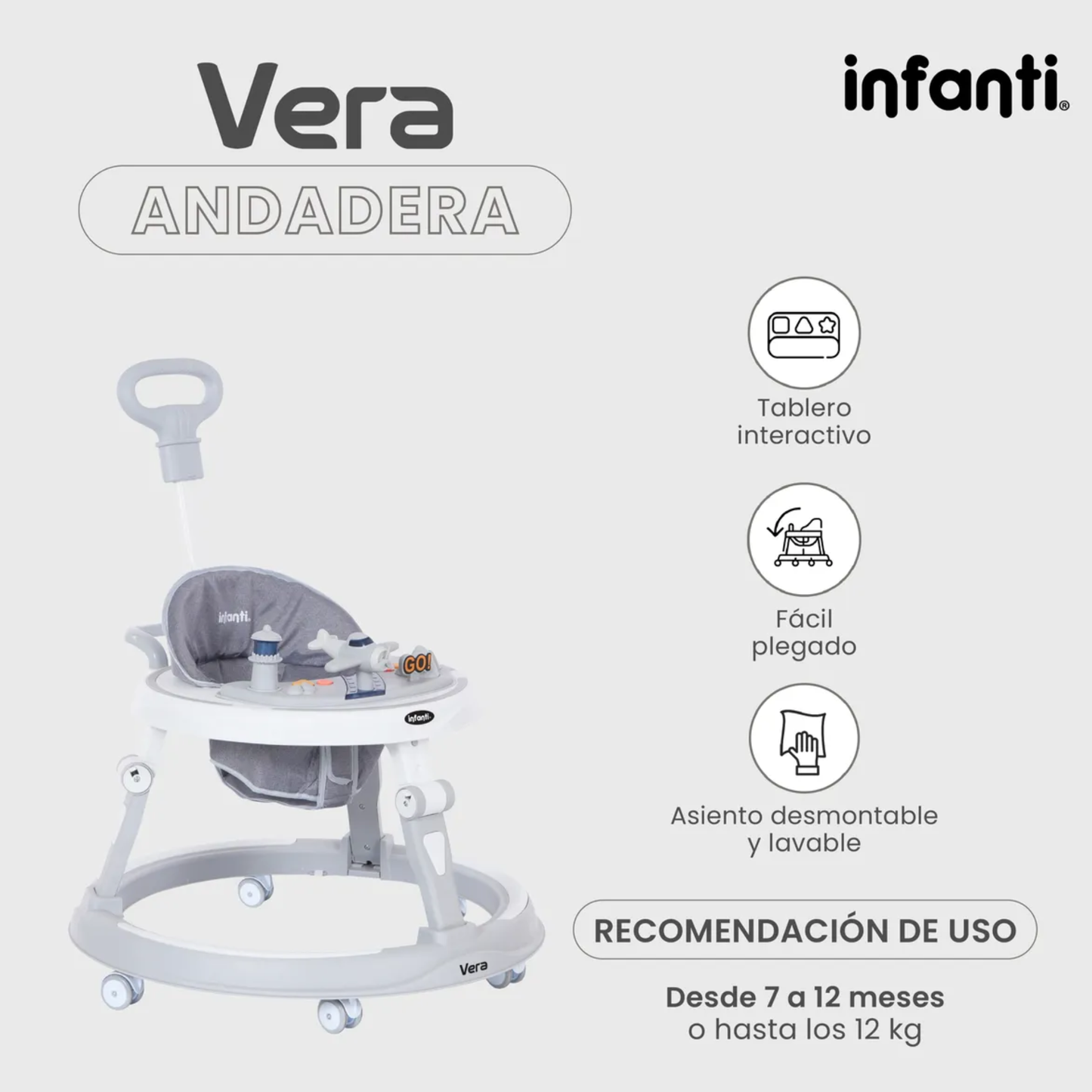 Andadera Vera Barra Para Empuje Charola Electrónica