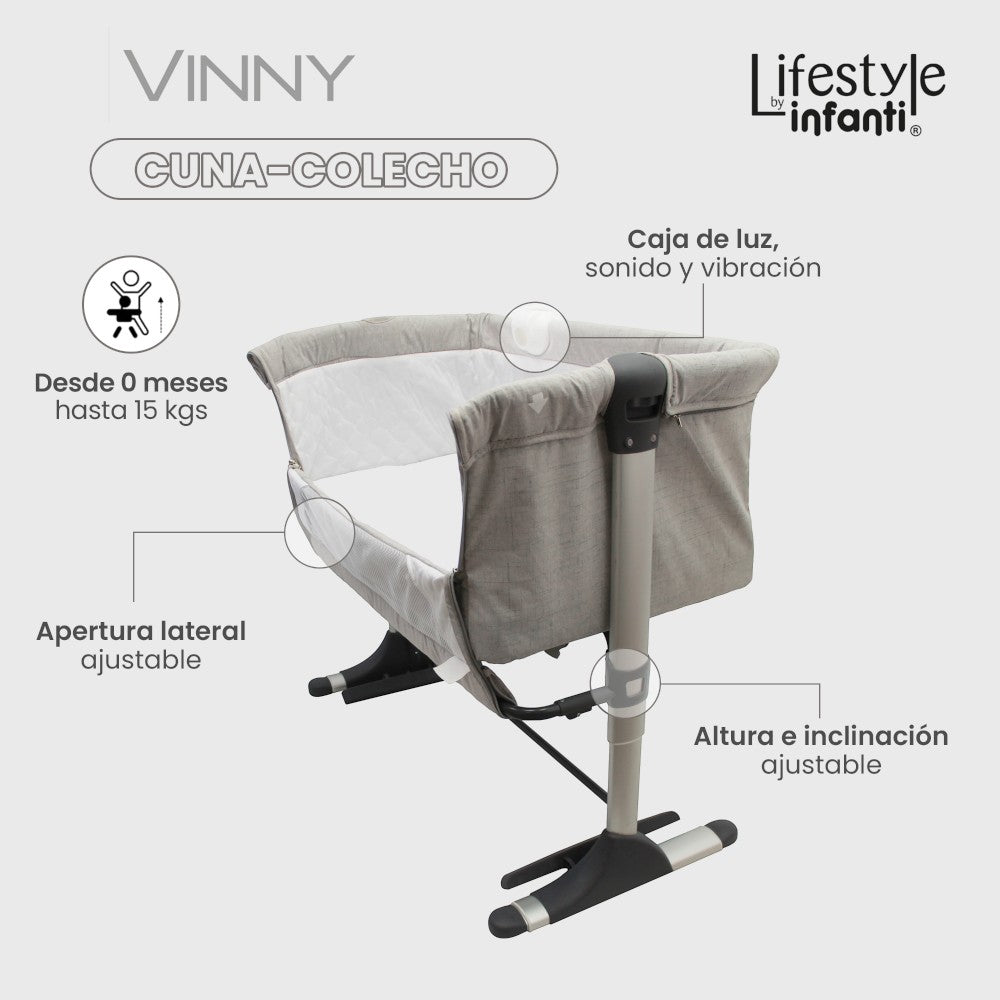 Cuna Colecho Vinny Gris Lifestyle by Infanti