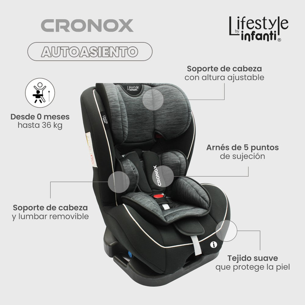 Autoasiento Para Bebé Cronox Gris Lifestyle By Infanti